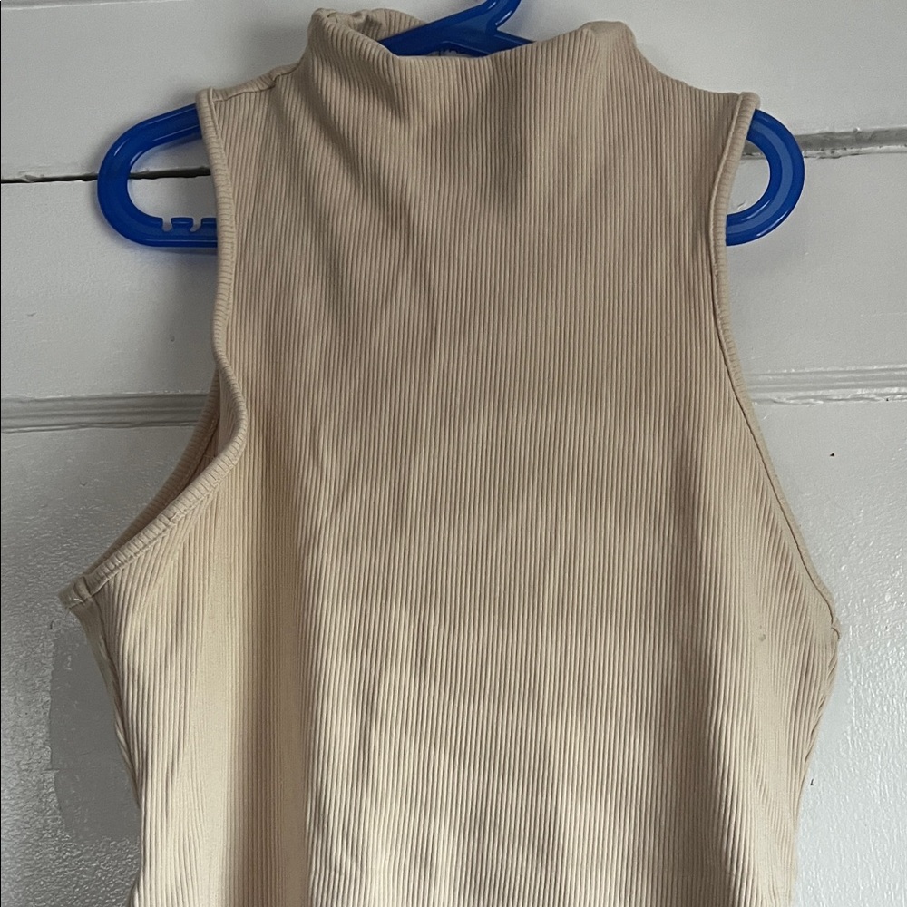 Fashion Nova Ribbed Cream Tank Top